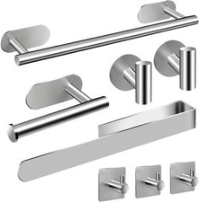 Porta Asciugamani Bagno,Set di Accessori, Adesivo 8PCS,Acciaio Inossidabile 304 