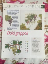 Schema punto croce Ricamo Frutta e verdura Grappoli uva tovaglia 
