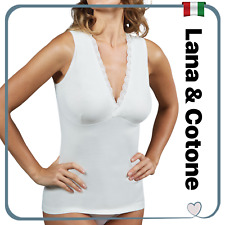 Canotta Canottiera da donna intima con forma seno spalla larga in lana e cotone