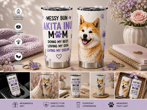 Bicchiere cane akita mamma - cane,