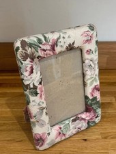 Cornice portafoto vintage tessuto Decoline floreale anni 80 fiori imbottita