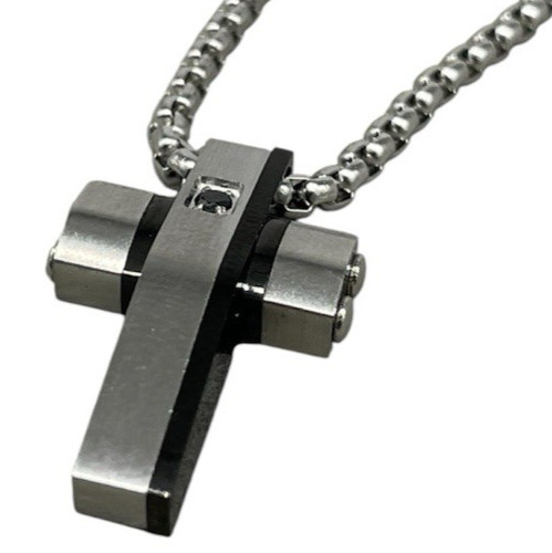 Collana uomo croce grigia - da,