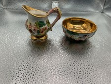 VTG CAPODIMONTE PORCELAIN MINI CREAMER & OPEN SUGAR BOWL 1510/177 KBNY ITALY
