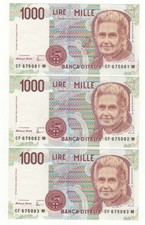 LOTTO X4  1000 LIRE MONTESSORI  DECR 1990  FDS -   NUMERI PROGRESSIVI