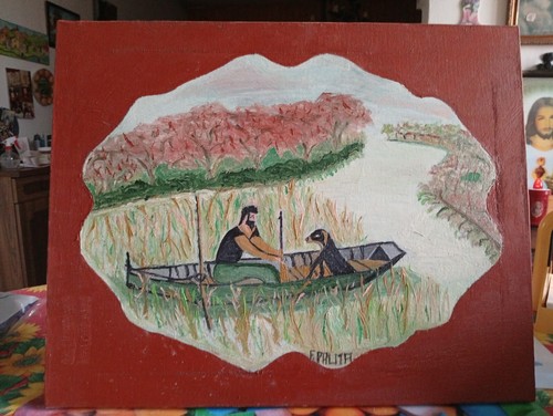 Quadro naif cacciatore - cacciatore, in