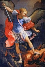 QUADRO STAMPA SU TELA CANVAS - san michele arcangelo - reni - classico moderno