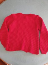 Maglione donna rosso pura lana fatto a mano