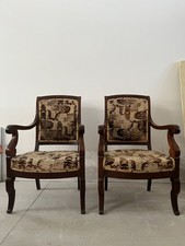 Coppia Di Poltrone Impero In Mogano