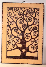 PIROGRAFIA FATTA A MANO SU LEGNO + CORNICE PIROGRAFATA DIM.cm.20 x 29 spess.0.8