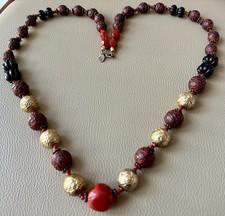 COLLANA PERLINE: ROSSE, DORATE, NERE, CORALLO-LA GRIFFE ANTIALLERGICO-CINNABAR-V