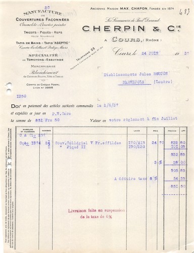 Fattura 1937 manifattura - fattura,