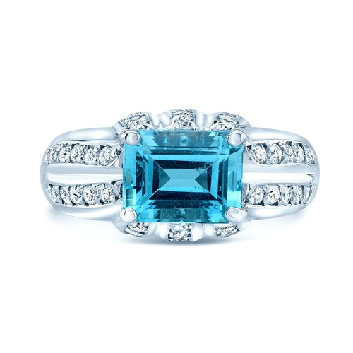 Acquamarina anello diamante - anello,