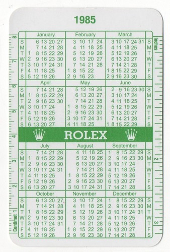 Rolex 1985 1986 green calendar - rolex,