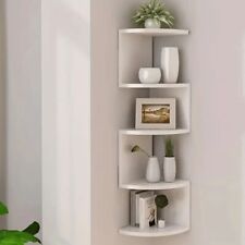 Libreria Scaffale Mensole Parete Angolare Moderna 5 Ripiani ad Angolo Bianco