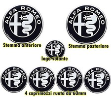 KIT FREGIO STEMMI LOGHI ALFA ROMEO 147 156 159 166 MITO GIULIETTA NERO SILVER