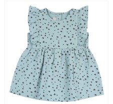 Vestito abito Chicco Neonata celeste chiaro cuori stampati gale cotone 12 Mesi