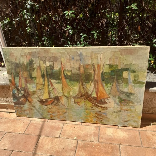 Olio tela spatola barche - su,