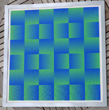 Grande serigrafia colori numerata firmata a mano Getulio Alviani in cornice