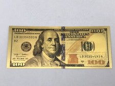 100 Dollari Usa Banconota Dorata riproduzione Serie 2009 A, su lamina