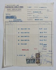 16673 037crt/ Vecchio documento - Farmacia Carlo Erba -Galleria V.E. Milano 1939