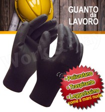 12 Paia Guanti da Lavoro  Poliuretano Nero tg 6-7-8-9-10-11  Meccanico Officina