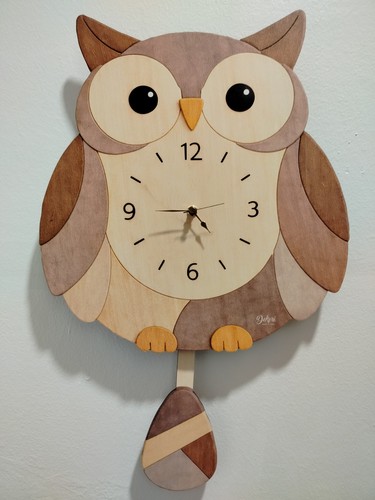 Orologio gufo pendolo legno - a,