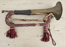 Tromba Militare Esercito Francese in Ottone Cuoio Primi Anni del XX Secolo