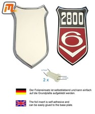 Distintivo stemma Ford Capri Granada Taunus 2800 V6 ala anteriore cromato rosso appuntato