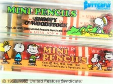 ❤ SNOOPY PEANUTS Vintage 1980 MINI PENCILS Matitine Butterfly Original ✏ SEALED!