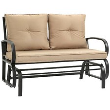 Panchina a Dondolo da Giardino per 2 Persone con Cuscini Khaki 84084B