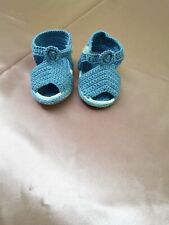 Scarpette neonato blu 100% filo cotone fatte a mano 