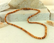 Collana perle ulivo 4mm ciondolo unisex bijoux #