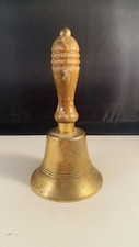 CAMPANA CAMPANELLA DI OTTONE CON MANICO D LEGNO senza battacchio