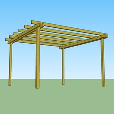 Pergola libera 4x4 in legno di pino trattato e ferramenta zincata inclusa