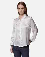 Richmond Camicia in raso bianco con logo sui polsi