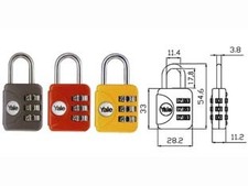 LUCCHETTO AD ARCO A COMBINAZIONE DA VIAGGIO PER VALIGE P1- - mm.28 giallo (YP...