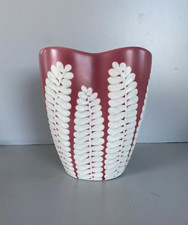 VASO CERAMICA BIOMORFO Ceramiche Campione ROSA ANTICO DECORO BIANCO RILIEVO '50