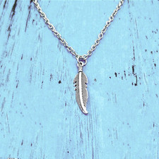 Collana piuma argento catena - collana,