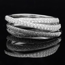 ANELLO DD GIOIELLI ORO BIANCO 18KT PAVE' DIAMANTI 1.00 CT NATURALI CERTIFICATO