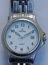 OROLOGIO FESTINA QUARTZ DONNA FUNZIONANTE ACCIAIO DATARIO WATER RESISTANT