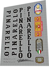 SET DECALCOMANIE TELAIO PINARELLO MONTELLO 1991 CONTORNO BIANCO/NERO con COLUMBUS SLX