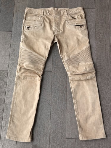 Jeans biker balmain uomo - biker, beige
