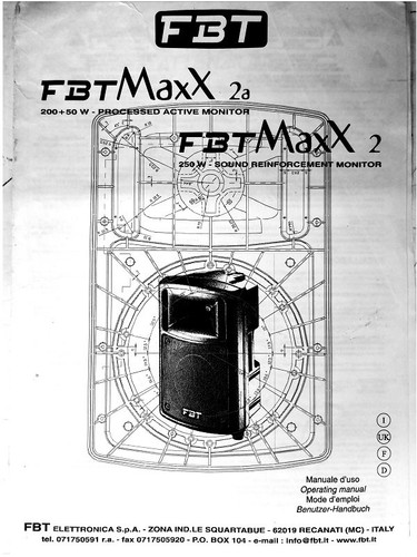 Manuale istruzione fbt maxx - istruzione,