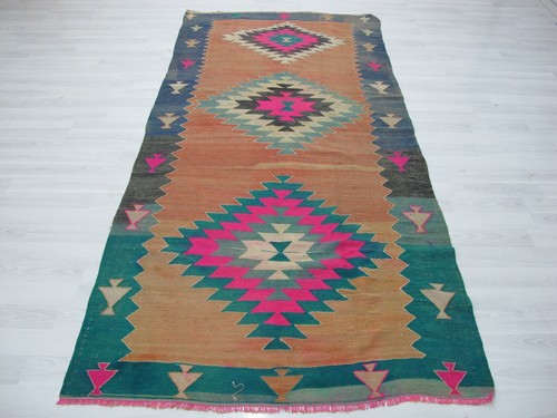 Orange hand woven kilim - orange,
