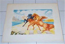 Litografia ALIGI SASSU Cavalli FIRMATA E NUMERATA 75x55 cm grafica incisione
