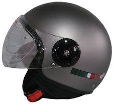 Casco demi jet DF2003 con visiera elicottero TITANIO opaco