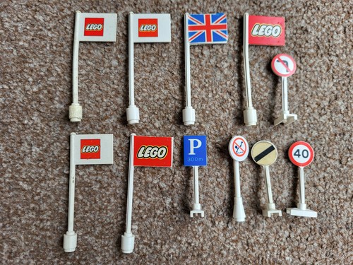 11x lego vintage flags - flags, and
