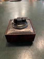 Accendino Da Tavolo a gas Ottaviani Ronson in legno e argento 925 vintage epoca