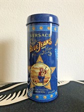 Versace jeans profumo blu barattolo in metallo scatola latta (vuoto no profumo)