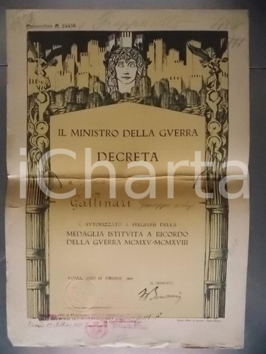 1921 roma attestato giuseppe - roma, a